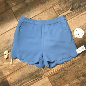 High waisted scalloped shorts